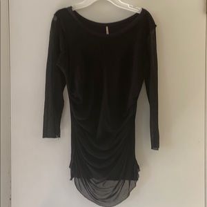 Black Long Sleeve Rouched Top